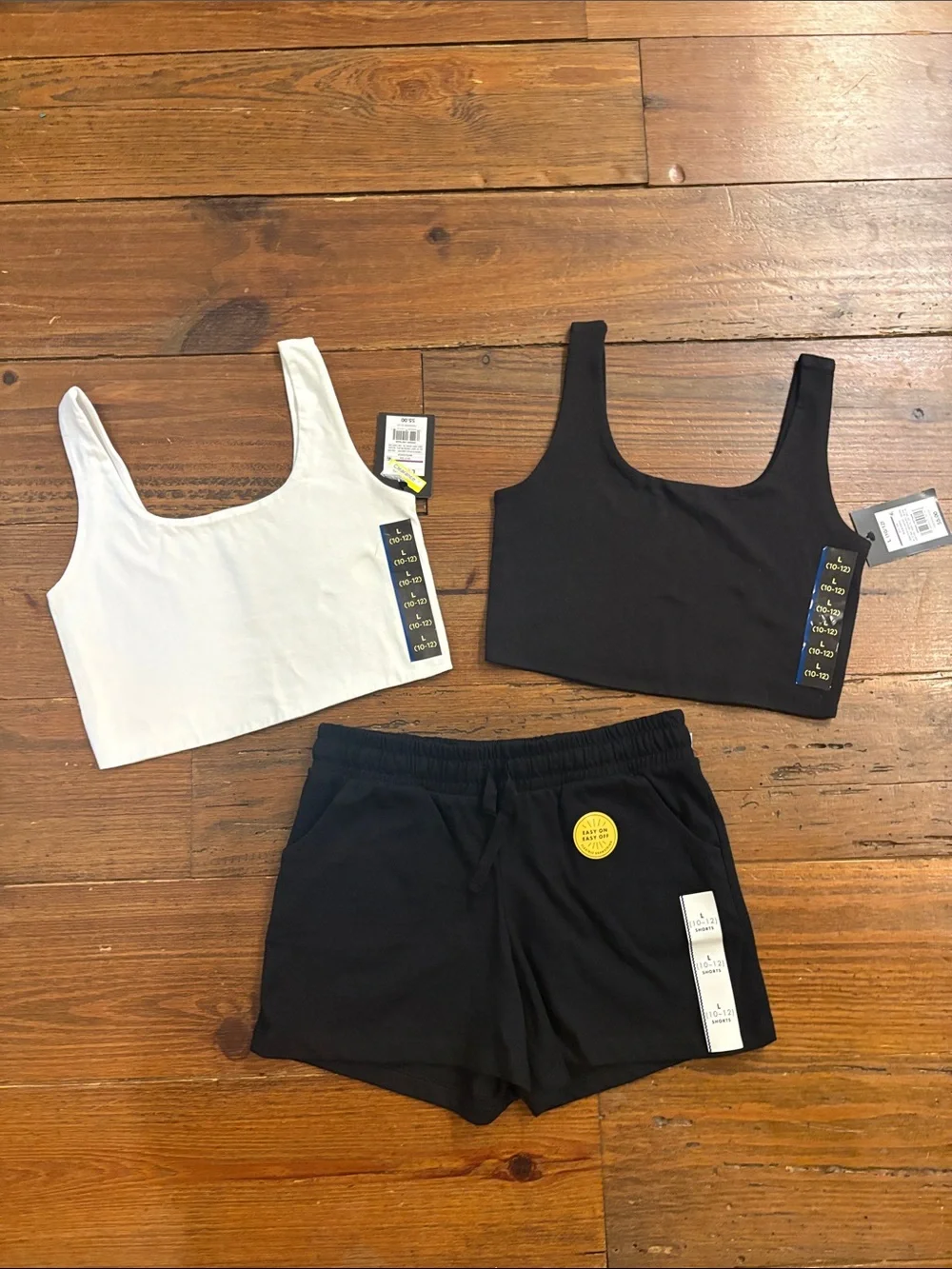 Black Tank Top and White Tank Top with Black Shorts Set